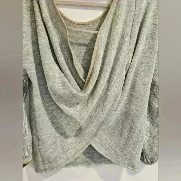 Sequin Sleeve Grey Sweater - Picture 9 of 9